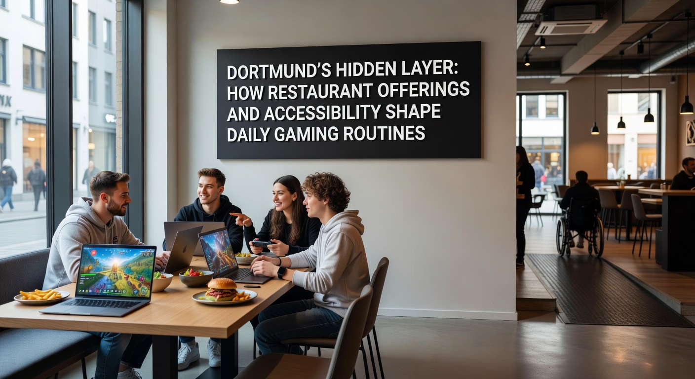 Restaurant-Interieur mit Spielern in Dortmund bei einer gemeinsamen Pause